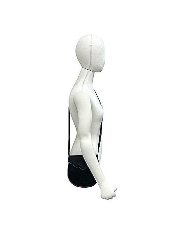 Yves Saint Laurent YVES SAINT LAURENT Vintage Scalloped Leather Shoulder Bag/Pouch, Black, 97129 (view 2)