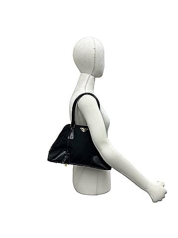 Prada PRADA Prada Triangle Logo Hardware Tessuto Pocono Nylon Leather Genuine Shoulder Bag Handbag Black 78722 (view 2)