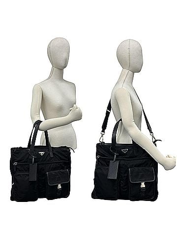 Prada PRADA Prada Triangle Logo Hardware Nylon Leather Genuine 2-way Shoulder Bag Handbag Business Black 58895 (view 2)