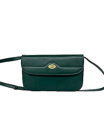 Gucci GUCCI Vintage Old Gucci Interlocking G Logo Hardware Leather Shoulder Bag Green 834-6 (view 1)
