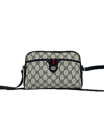 Gucci GUCCI Vintage Sherry Line GG Logo Leather Shoulder Bag/Pouch, Navy, 69502 (view 1)