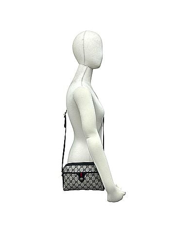 Gucci GUCCI Vintage Sherry Line GG Logo Leather Shoulder Bag/Pouch, Navy, 69502 (view 2)