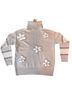 Hem & Thread 100% Polyester Floral White Tan Pullover Sweater Size S - photo 2