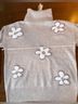 Hem & Thread 100% Polyester Floral White Tan Pullover Sweater Size S - photo 4