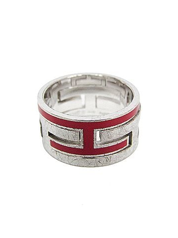 Hermès Hermes Move H Silver Fashion Band Ring Silver,Red Color (view 1)