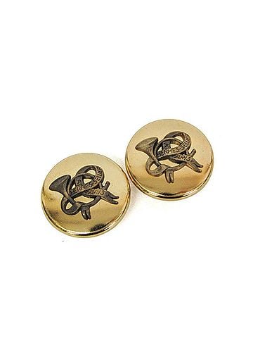 Hermès Hermes Horn Ribbon Alloy Clip Earrings Gold (view 1)