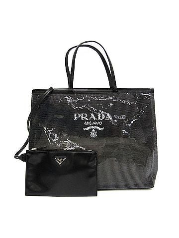Prada Prada RETE PAILLETTES 1BG416 Women's Mesh,Spangles Handbag,Tote Bag Black (view 1)