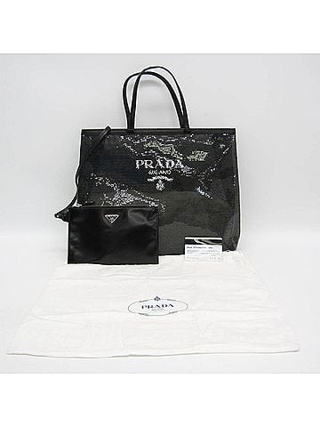 Prada Prada RETE PAILLETTES 1BG416 Women's Mesh,Spangles Handbag,Tote Bag Black (view 2)