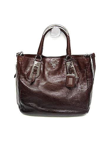 Prada Prada Metal Parts Around Zip Bag Women's Leather,Metal Shoulder Bag,Tote Bag Brown (view 1)