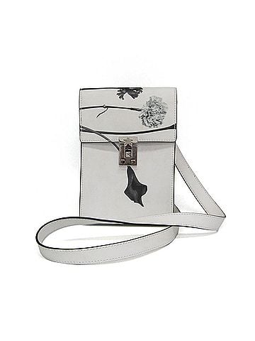 Valentino Garavani Valentino Garavani INEZ &amp; VINOODH Flower Crossbody Bag Men,Women Leather Shoulder Bag Gray,White (view 1)