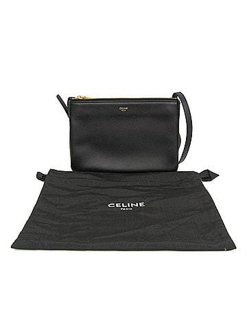 Céline Celine Trio Small Women's Leather Shoulder Bag Black (view 2)
