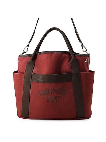 Hermès Hermes Sac de Pansage Groom SAC DE PANSAGE GROOM Rouge H Chocolat B stamp 2-way handbag HERMES (view 1)