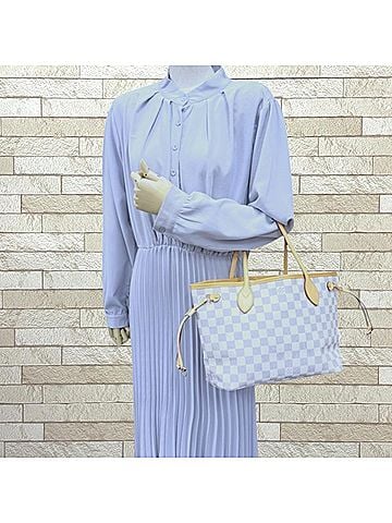 Louis Vuitton Louis Vuitton Neverfull PM Damier Azur Tote Bag, Canvas N51110, White, Women's, LOUIS VUITTON (view 2)