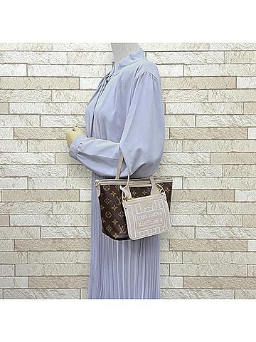 Louis Vuitton Louis Vuitton Neverfull Inside Out BB Monogram Shoulder Bag, Handbag, Grain Leather, M25657 Beige, Women's, LOUIS VUITTON 2-way (view 2)