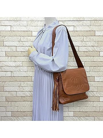 Chanel Chanel Fringe Shoulder Bag, Handbag, Leather, Brown, Women's CHANEL (view 2)