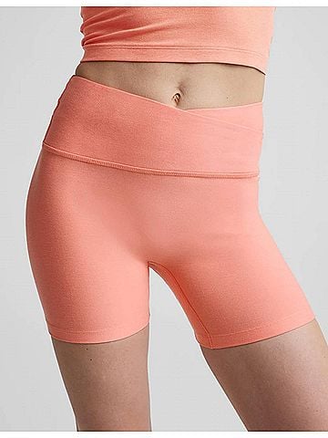 Beyond Yoga Spacedye At Your Leisure 5 Biker Short in Dreamsicle Heather (view 2)