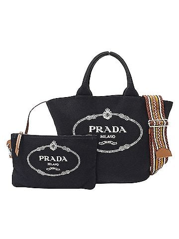 Prada Prada PRADA handbag for women, brand name, handbag, tote bag, shoulder 2-way, canvas, Canapa, black, 1BG186, logo. (view 1)