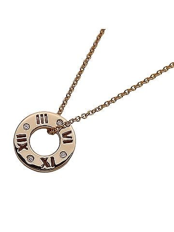 Tiffany & Co. Tiffany &amp; Co. Women's Necklace, 750PG (Pink Gold), 4-Diamond Atlas Pierced Circle Design, Pink Gold Jewelry. (view 1)