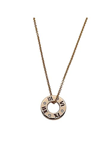 Tiffany & Co. Tiffany &amp; Co. Women's Necklace, 750PG (Pink Gold), 4-Diamond Atlas Pierced Circle Design, Pink Gold Jewelry. (view 2)