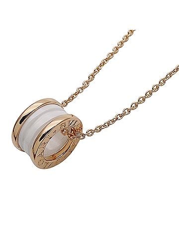 Bvlgari BVLGARI necklace for women and men, brand name, 750PG white ceramic, B-zero1, pink gold jewelry. (view 1)