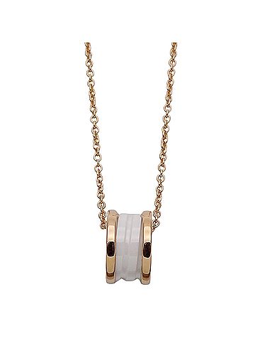 Bvlgari BVLGARI necklace for women and men, brand name, 750PG white ceramic, B-zero1, pink gold jewelry. (view 2)