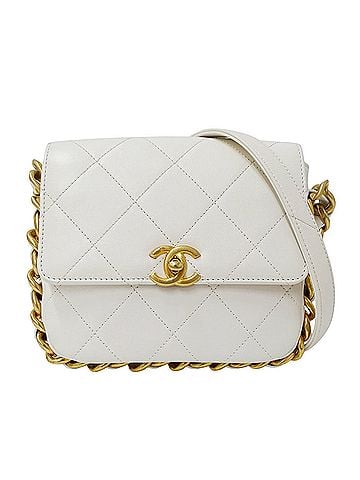 Chanel Chanel CHANEL handbag for women, brand shoulder bag, Matelassé leather, white, gold hardware, mini bag. (view 1)