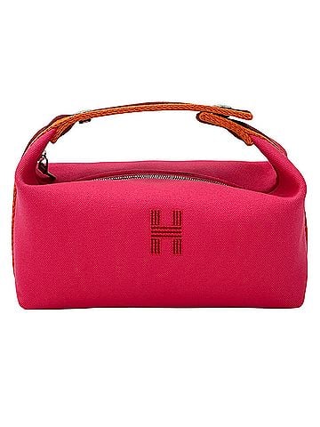 Hermès Hermes HERMES handbag Bride à Black PM women's brand Toile Officier pink silver hardware pouch mini bag (view 1)