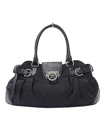 Salvatore Ferragamo Salvatore Ferragamo Ferragamo handbag for women, brand name, tote bag, handbag, Gancini design, canvas, black. (view 1)