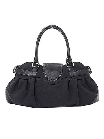 Salvatore Ferragamo Salvatore Ferragamo Ferragamo handbag for women, brand name, tote bag, handbag, Gancini design, canvas, black. (view 2)