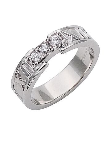 Tiffany & Co. Tiffany &amp; Co. Women's Ring, Brand Name, 750WG, 3-Diamond Atlas Design, White Gold, Approx. 1cm (view 1)