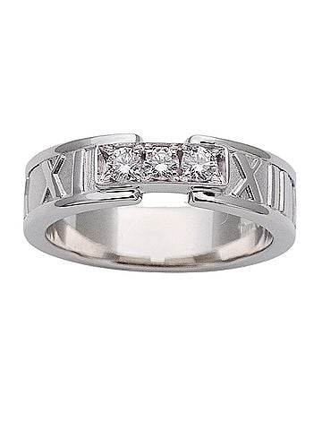 Tiffany & Co. Tiffany &amp; Co. Women's Ring, Brand Name, 750WG, 3-Diamond Atlas Design, White Gold, Approx. 1cm (view 2)