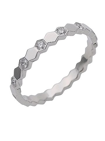 Chaumet Chaumet ring for women, brand name, 750WG, half diamond, beaded, white gold, size #50 (approx.), jewelry. (view 1)