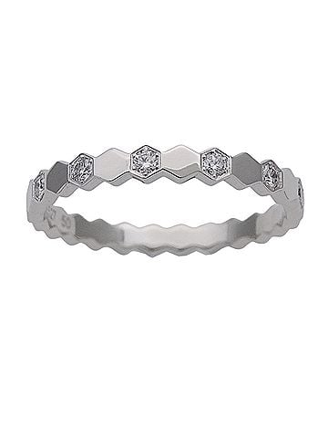 Chaumet Chaumet ring for women, brand name, 750WG, half diamond, beaded, white gold, size #50 (approx.), jewelry. (view 2)