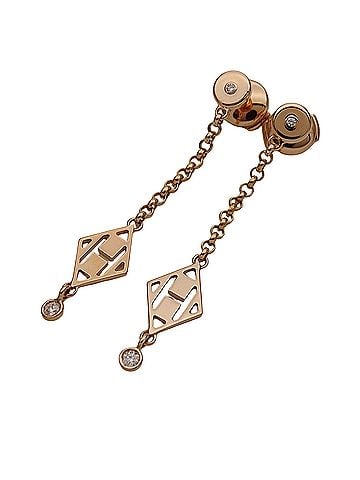 Hermès Hermes HERMES Earrings, Gambard, Women's, Brand, 750PG, Diamond, Drop, Pink Gold, Pair, Jewelry (view 1)