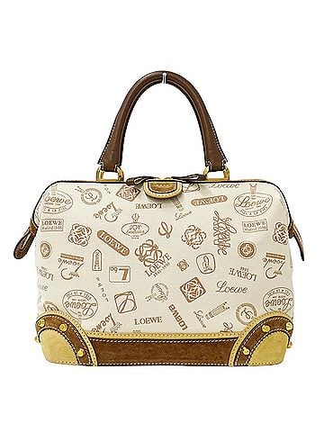 Loewe Loewe handbag for women, brand name, canvas, beige/brown, 160th anniversary mini Boston bag. (view 1)