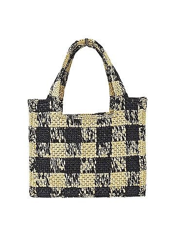 Loewe Loewe LOEWE handbag for women, brand name, handbag/shoulder bag, 2-way, Font Tote Mini, raffia, natural black, check pattern, mini bag. (view 2)