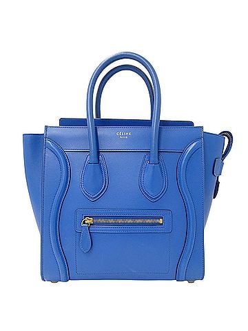 Céline Celine CELINE handbag for women, brand name, leather, luggage, micro shopper, blue. (view 1)