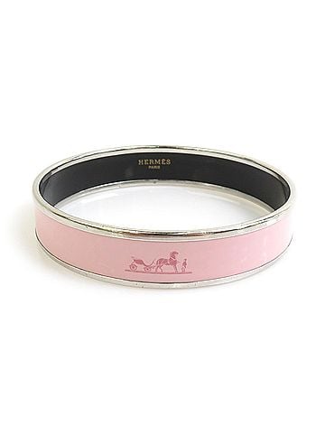 Hermès Hermes HERMES Bangle Bracelet Email Metal Enamel Silver Pink Women's e62318j (view 1)