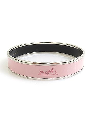 Hermès Hermes HERMES Bangle Bracelet Email Metal Enamel Silver Pink Women's e62318j (view 2)