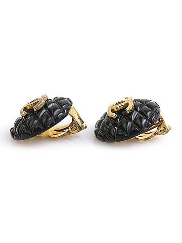 Chanel Chanel earrings, Coco Mark design, plastic and metal, black gold, for women, e62313a (view 2)