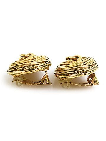 Chanel Chanel earrings, Coco Mark design, metal, gold, women's, e62312d (view 2)