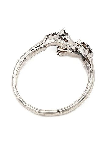 Hermès HERMES Cheval Horse Bangle Bracelet, Motif, Double Head, Metal, Silver (view 1)