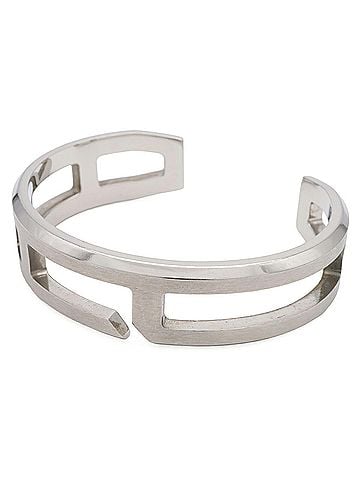 Hermès HERMES Play Bangle Bracelet, Stainless Steel, Silver, T5 size (view 1)