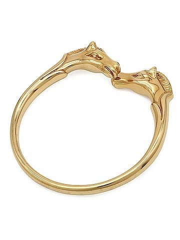 Hermès HERMES Cheval Horse Bangle Bracelet, Motif, Double Head, GP Gold (view 1)