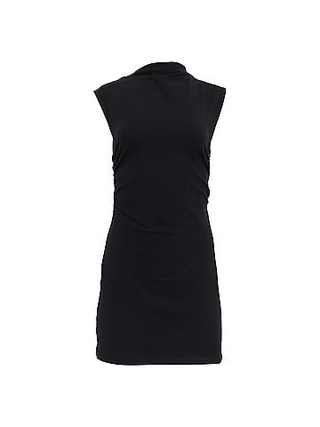 Reformation Reformation Mock Neck Mini Dress in Black Cotton (view 1)