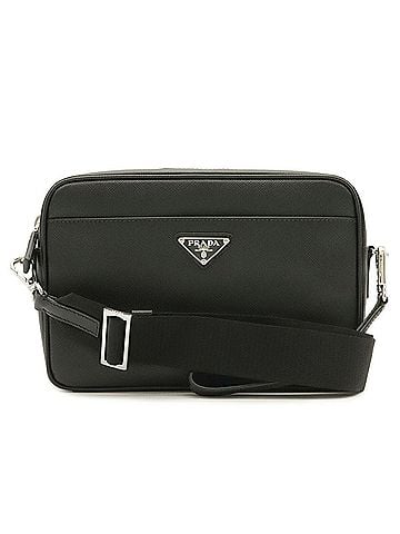 Prada PRADA BRIQUE Triangle Shoulder Bag/Clutch Bag, Saffiano Leather, NERO Black (2VH210) (view 1)