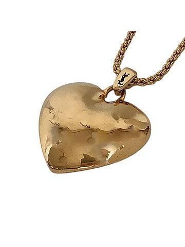 Yves Saint Laurent Yves Saint Laurent Vintage Heart Motif Chain Pendant Necklace, Gold Color, Women's (view 1)
