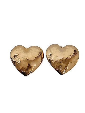 Yves Saint Laurent Yves Saint Laurent Vintage Heart Motif Large Clip Earrings, Gold Color, Women's (view 1)