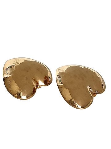 Yves Saint Laurent Yves Saint Laurent Vintage Heart Motif Large Clip Earrings, Gold Color, Women's (view 2)