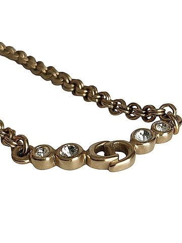 Christian Dior Christian Dior Vintage Logo Rhinestone Chain Necklace, GP Gold Color, Women's (view 2)